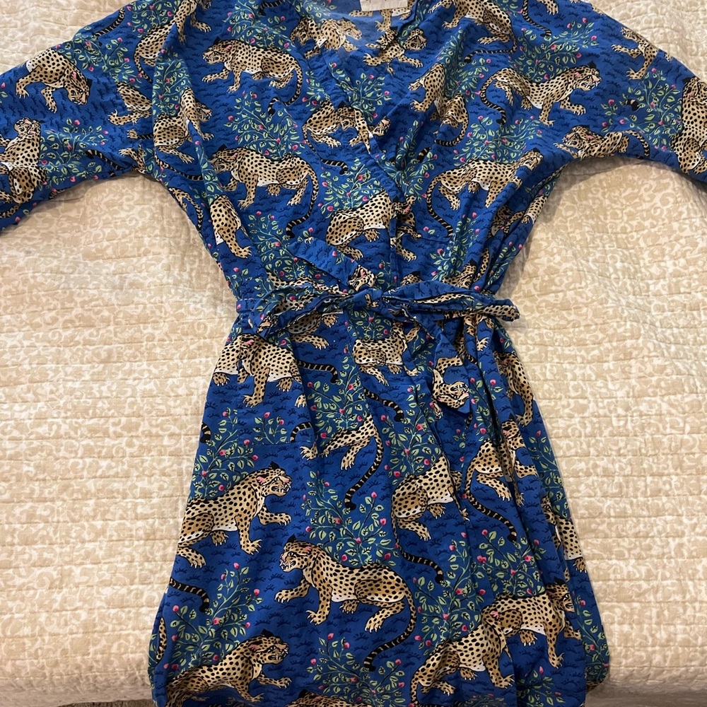 Printfresh Blue robe with Leopard Design